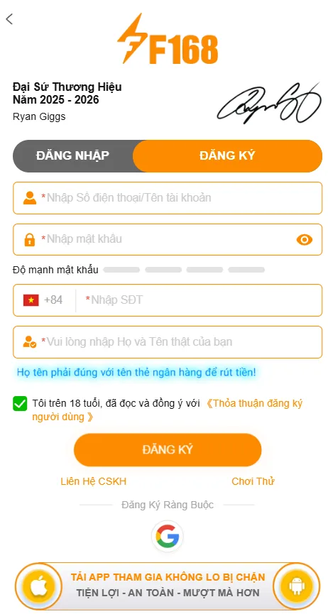 Hướng dẫn 4 bước đăng ký tài khoản F168 nhanh chóng